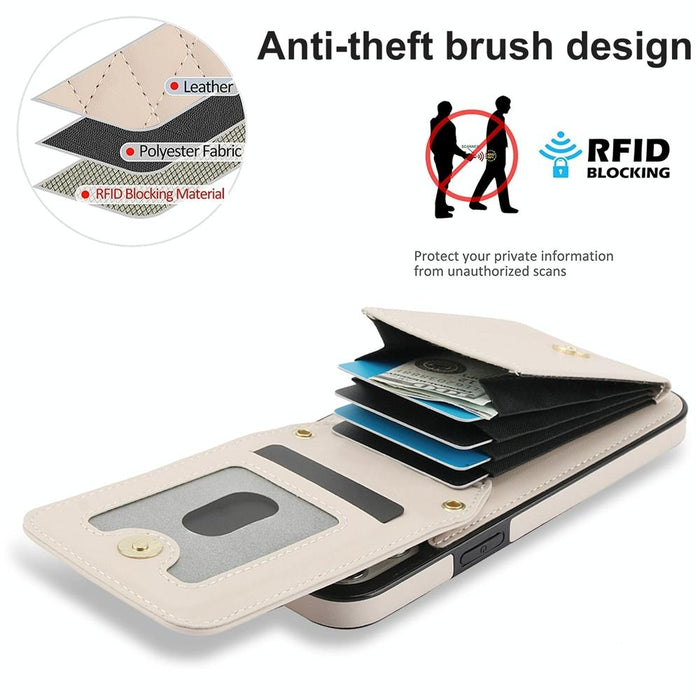 For Iphone 15 Crossbody Rhombic Card Bag RFID Phone Case
