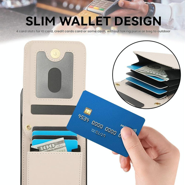 For Iphone 15 Crossbody Rhombic Card Bag RFID Phone Case