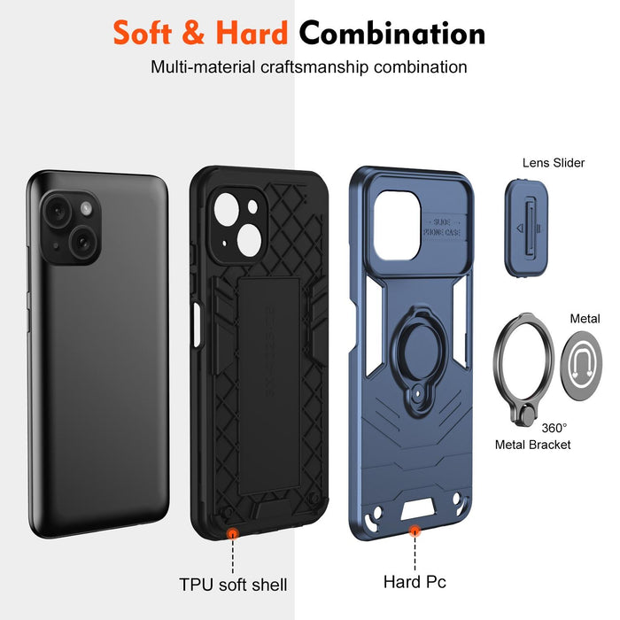 For Iphone 15 Camshield Ring Holder Phone Case