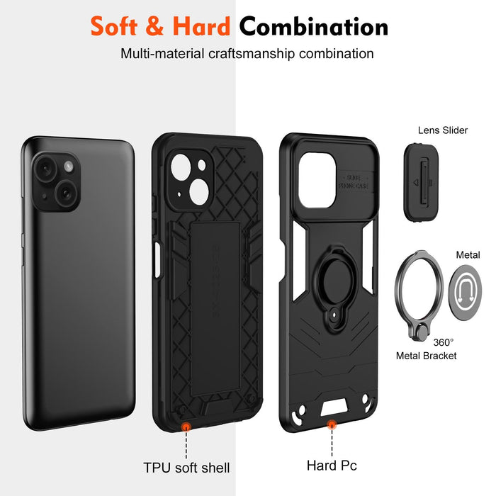 For Iphone 15 Camshield Ring Holder Phone Case