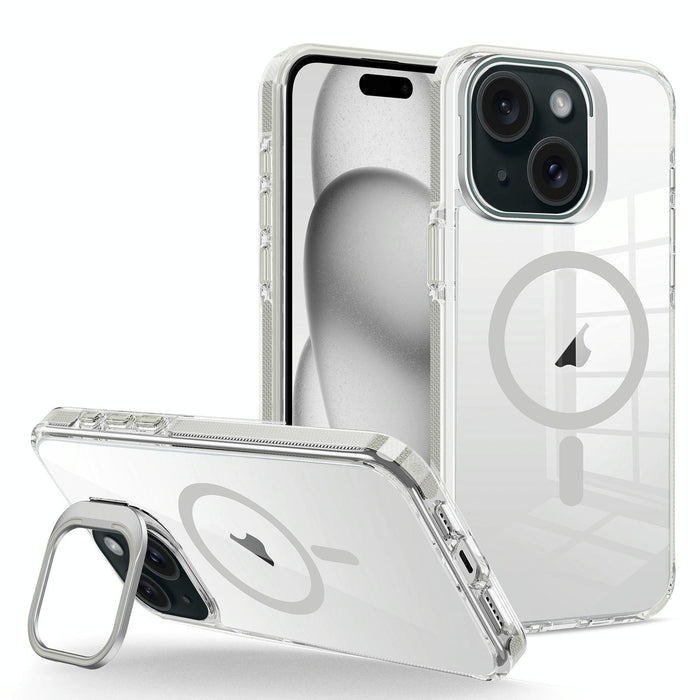 For Iphone 15 J2 High Transparent Magsafe Magnetic Frame Holder Phone Case