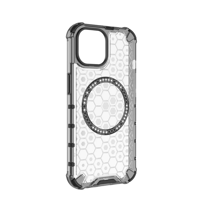 For Iphone 15 Honeycomb Magnetic Ring Shockproof Phone Case