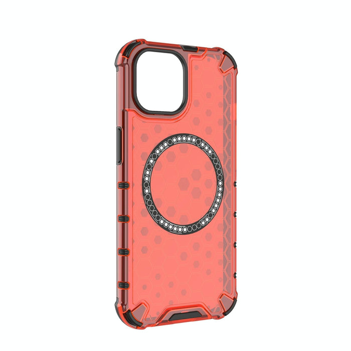 For Iphone 15 Honeycomb Magnetic Ring Shockproof Phone Case