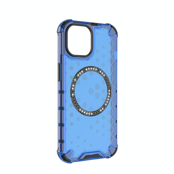 For Iphone 15 Honeycomb Magnetic Ring Shockproof Phone Case
