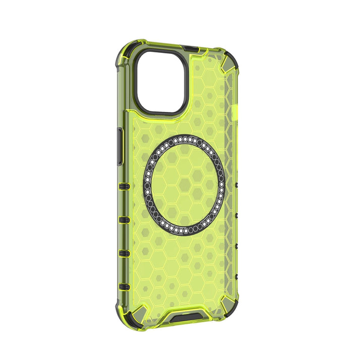 For Iphone 15 Honeycomb Magnetic Ring Shockproof Phone Case