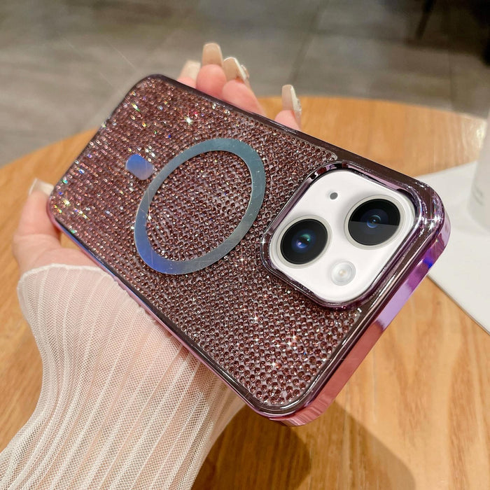 For Iphone 15 Diamonds Plated Magsafe Phone Case