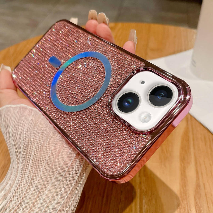 For Iphone 15 Diamonds Plated Magsafe Phone Case