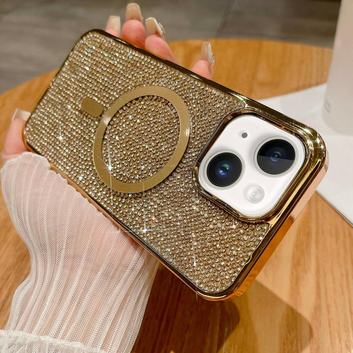 For Iphone 15 Diamonds Plated Magsafe Phone Case