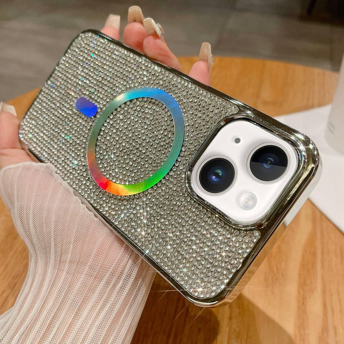 For Iphone 15 Diamonds Plated Magsafe Phone Case