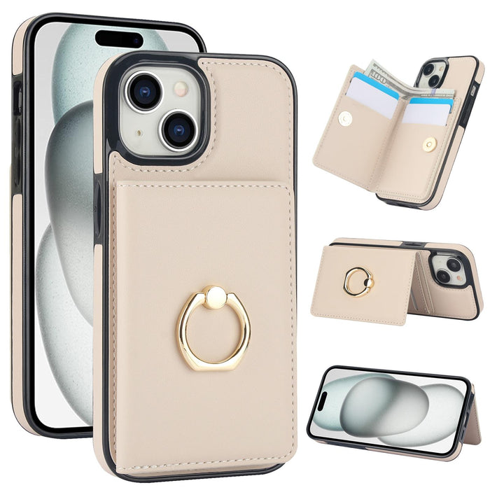 For Iphone 15 Rfid Anti-Theft Card Ring Holder Phone Case