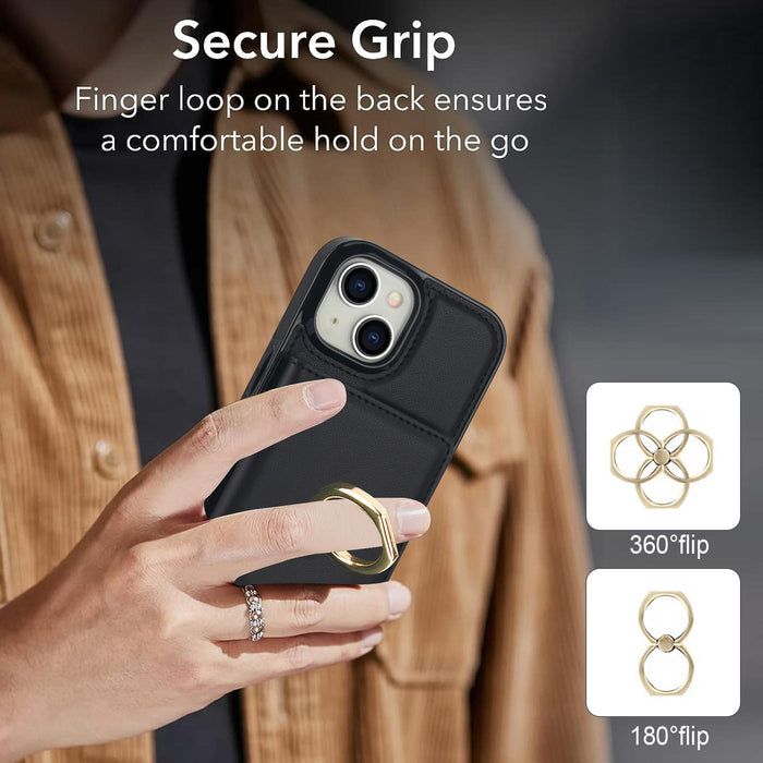 For Iphone 15 Rfid Anti-Theft Card Ring Holder Phone Case