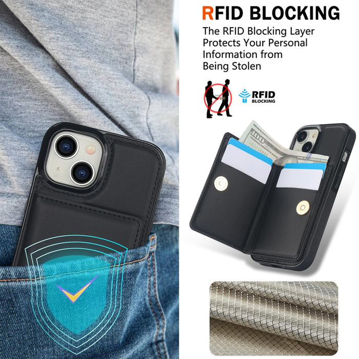 For Iphone 15 Rfid Anti-Theft Card Ring Holder Phone Case
