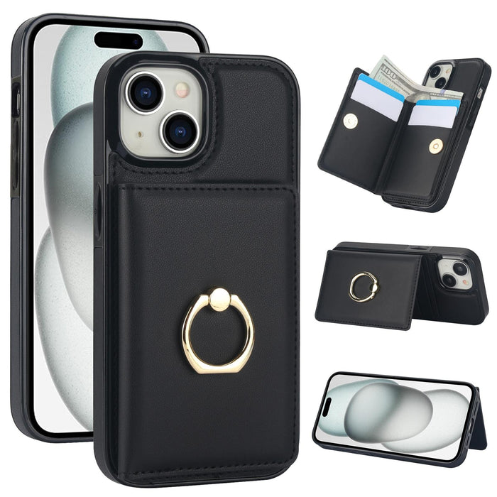 For Iphone 15 Rfid Anti-Theft Card Ring Holder Phone Case