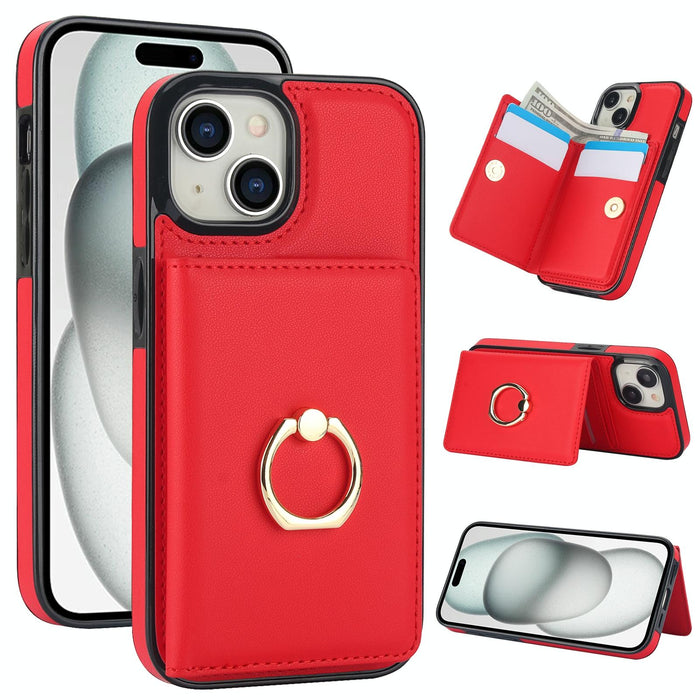 For Iphone 15 Rfid Anti-Theft Card Ring Holder Phone Case