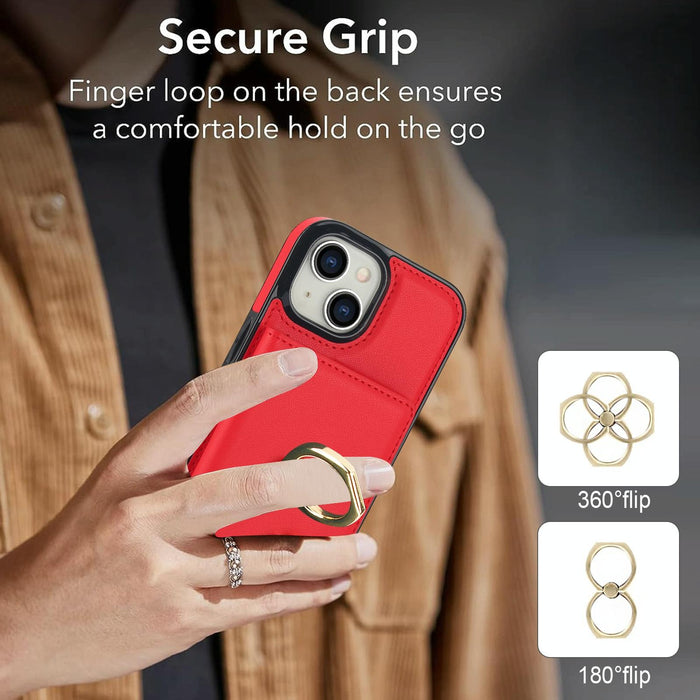 For Iphone 15 Rfid Anti-Theft Card Ring Holder Phone Case