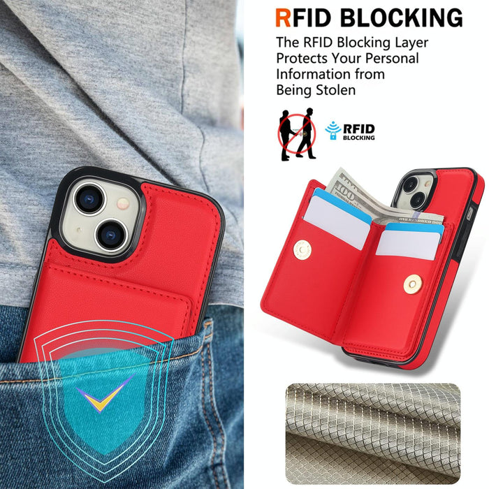 For Iphone 15 Rfid Anti-Theft Card Ring Holder Phone Case
