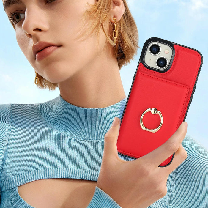 For Iphone 15 Rfid Anti-Theft Card Ring Holder Phone Case