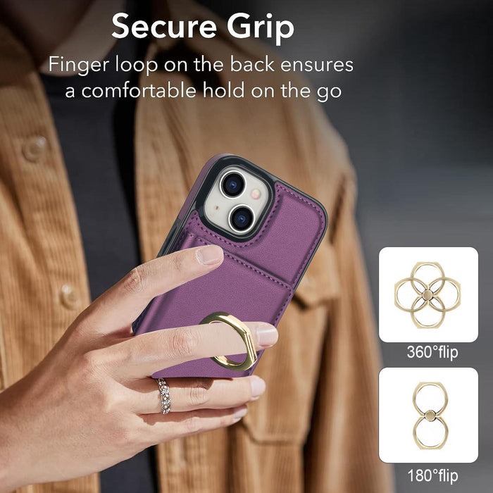 For Iphone 15 Rfid Anti-Theft Card Ring Holder Phone Case