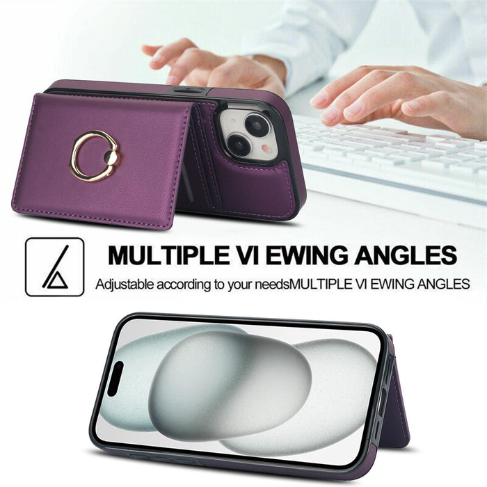 For Iphone 15 Rfid Anti-Theft Card Ring Holder Phone Case