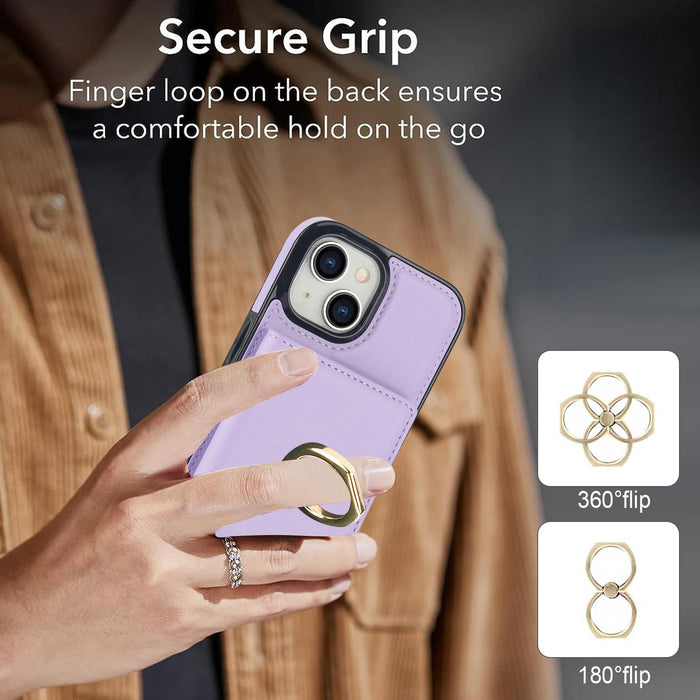 For Iphone 15 Rfid Anti-Theft Card Ring Holder Phone Case