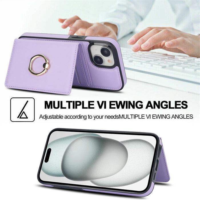 For Iphone 15 Rfid Anti-Theft Card Ring Holder Phone Case