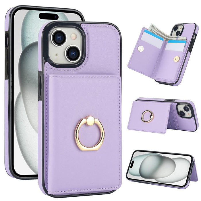 For Iphone 15 Rfid Anti-Theft Card Ring Holder Phone Case