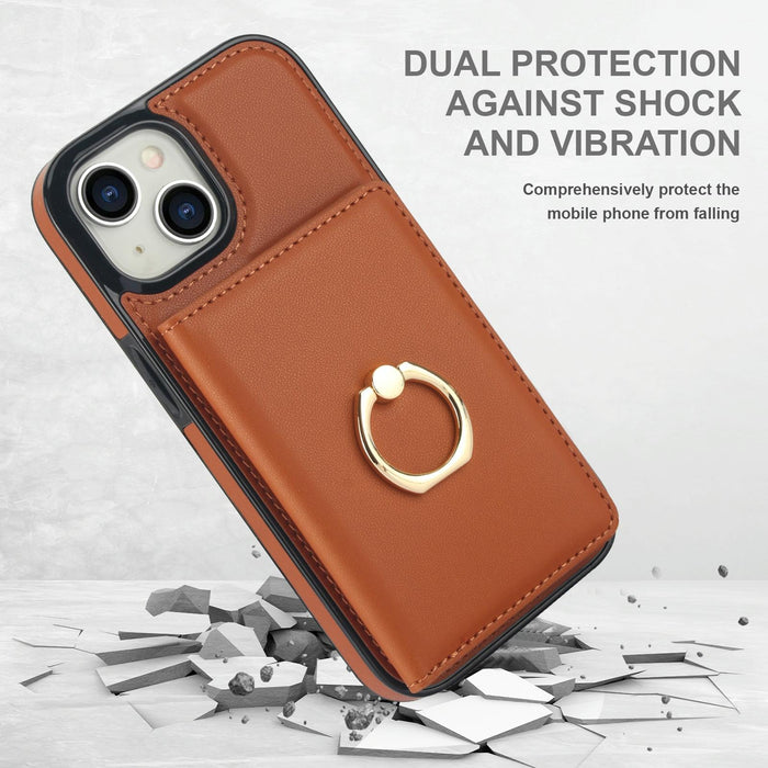 For Iphone 15 Rfid Anti-Theft Card Ring Holder Phone Case