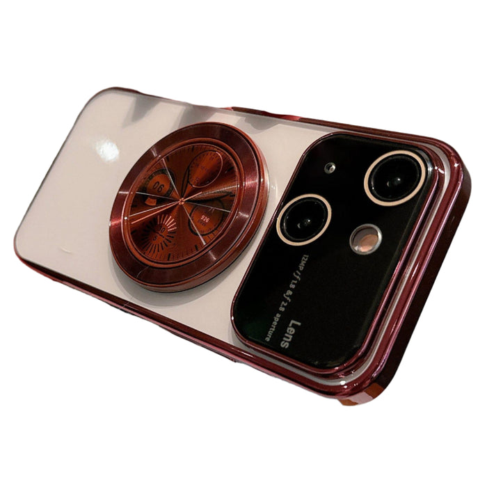 For Iphone 15 Electroplated Large Window Bracket Pc Phone Case