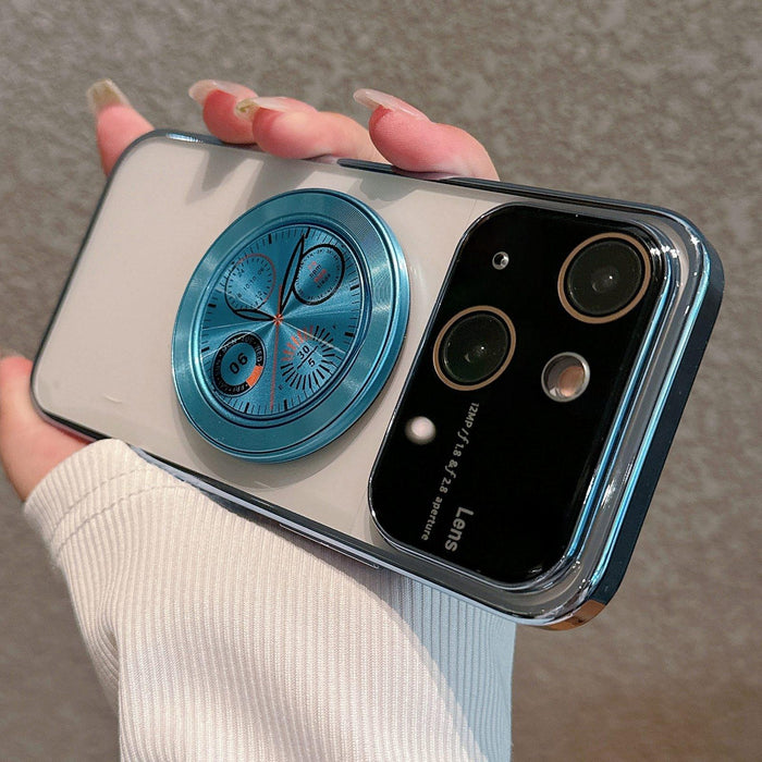 For Iphone 15 Electroplated Large Window Bracket Pc Phone Case