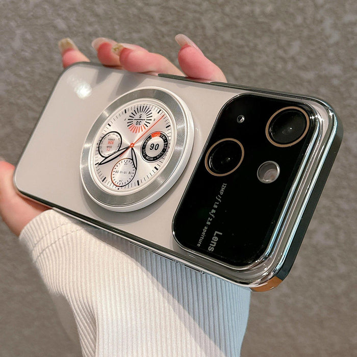 For Iphone 15 Electroplated Large Window Bracket Pc Phone Case