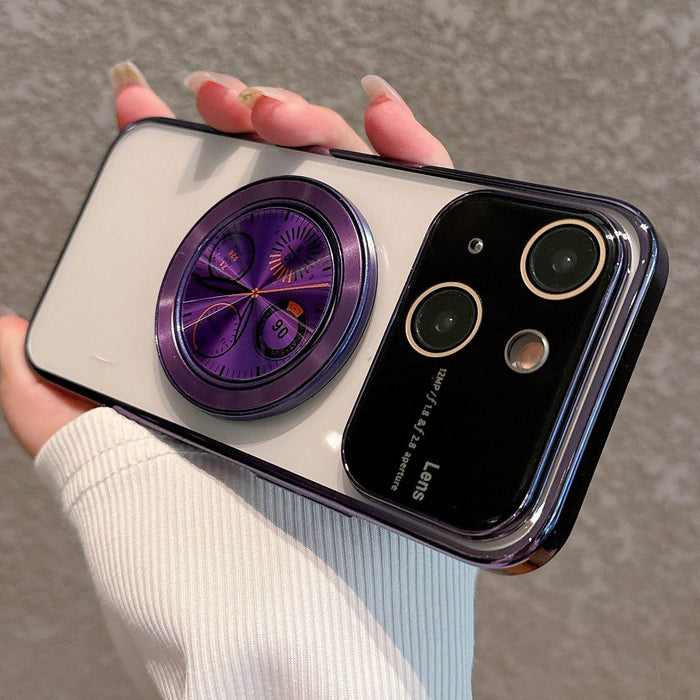 For Iphone 15 Electroplated Large Window Bracket Pc Phone Case