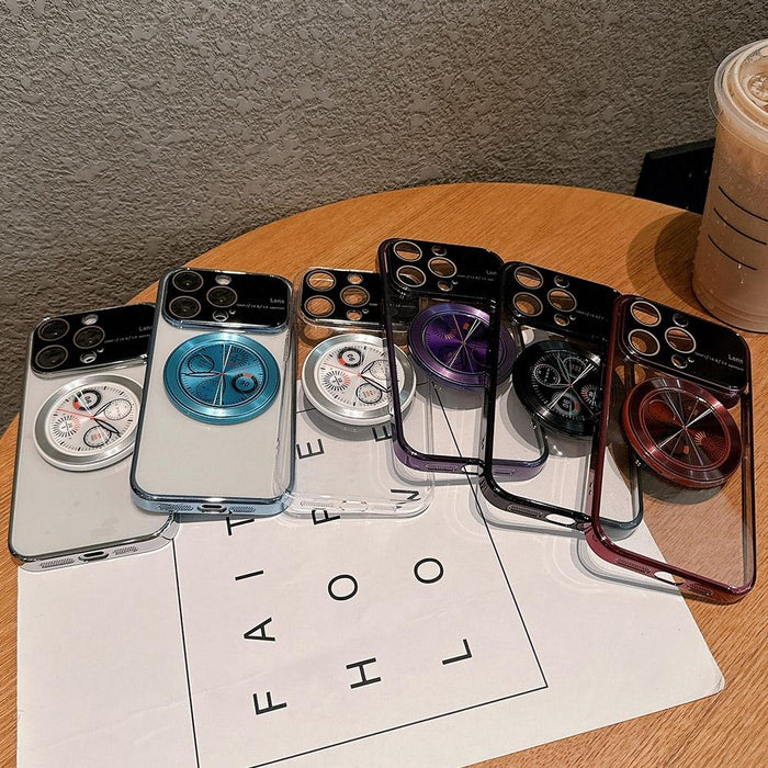 For Iphone 15 Electroplated Large Window Bracket Pc Phone Case