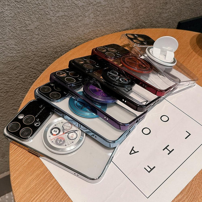 For Iphone 15 Electroplated Large Window Bracket Pc Phone Case