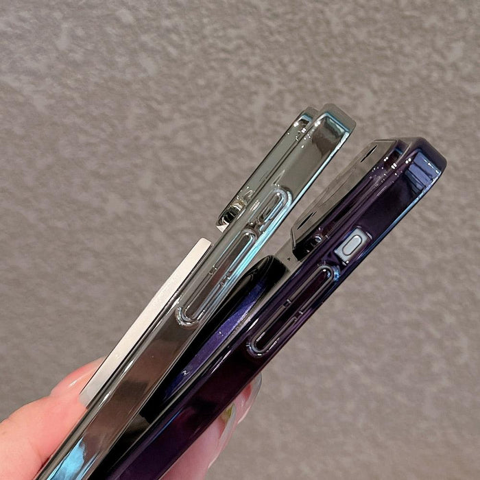 For Iphone 15 Electroplated Large Window Bracket Pc Phone Case