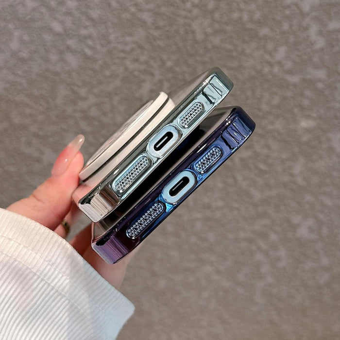 For Iphone 15 Electroplated Large Window Bracket Pc Phone Case