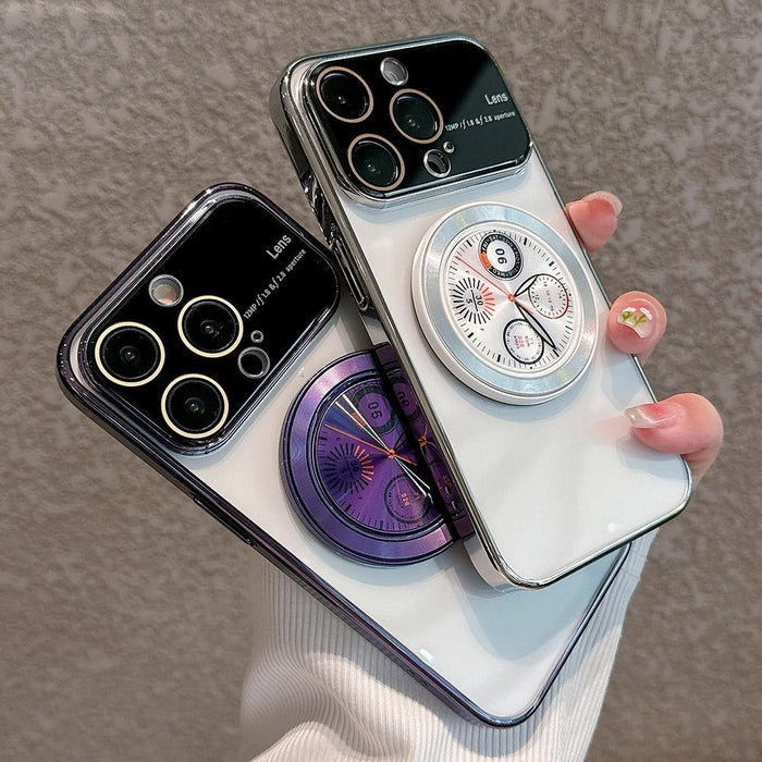 For Iphone 15 Electroplated Large Window Bracket Pc Phone Case