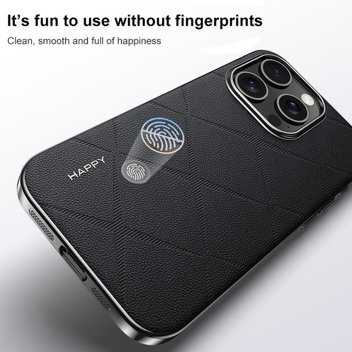 For Iphone 15 Plain Leather Pc Phone Case