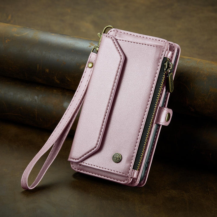 For Iphone 15 Card Slots Zipper Wallet Rfid Anti-Theft Leather Phone Case