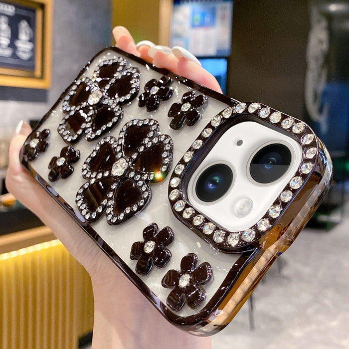 For Iphone 15 Electroplating Flower Diamond Tpu Phone Case