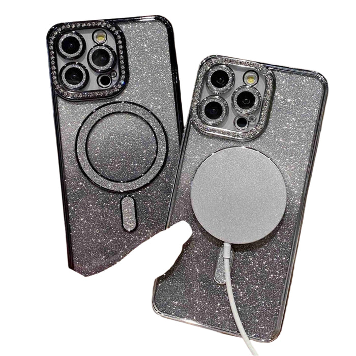 For Iphone 15 Diamond Gradient Glitter Plated Magsafe Phone Case