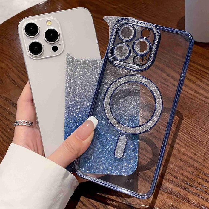 For Iphone 15 Diamond Gradient Glitter Plated Magsafe Phone Case