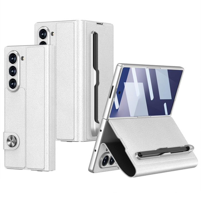 For Samsung Galaxy Z Fold7 5G Integrated Flip Leather Case With Pen Slotm, Stylus Not Included