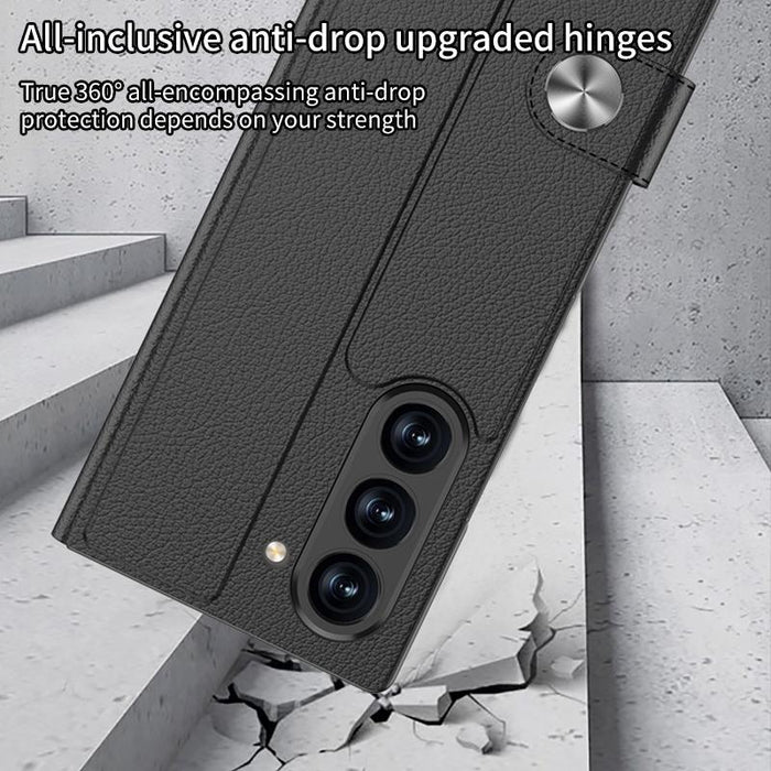 For Samsung Galaxy Z Fold7 5G Integrated Flip Leather Case With Pen Slotm, Stylus Not Included