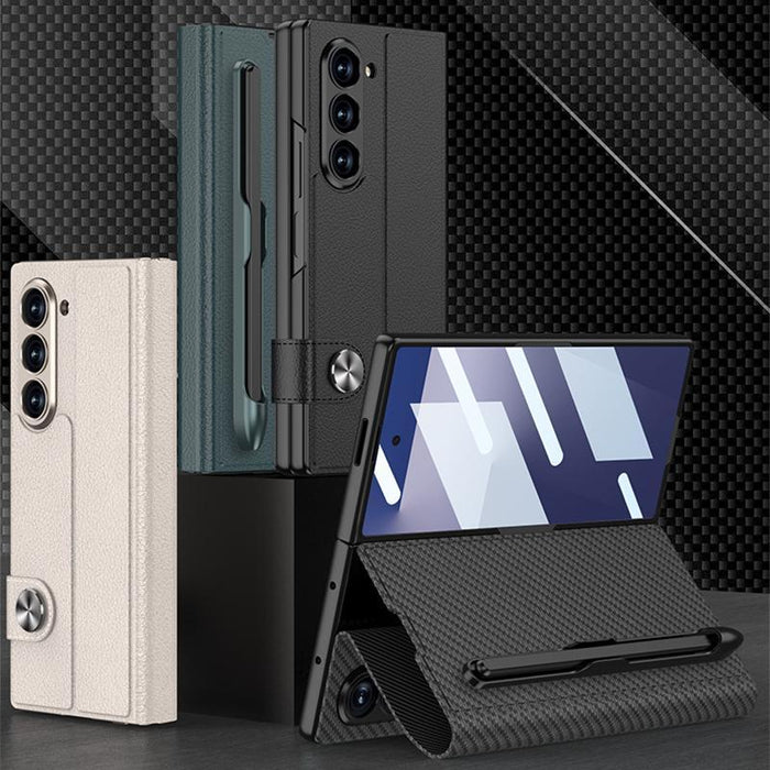 For Samsung Galaxy Z Fold7 5G Integrated Flip Leather Case With Pen Slotm, Stylus Not Included