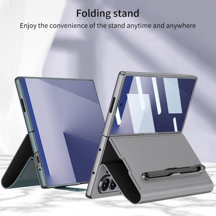 For Samsung Galaxy Z Fold7 5G Integrated Flip Leather Case With Pen Slotm, Stylus Not Included