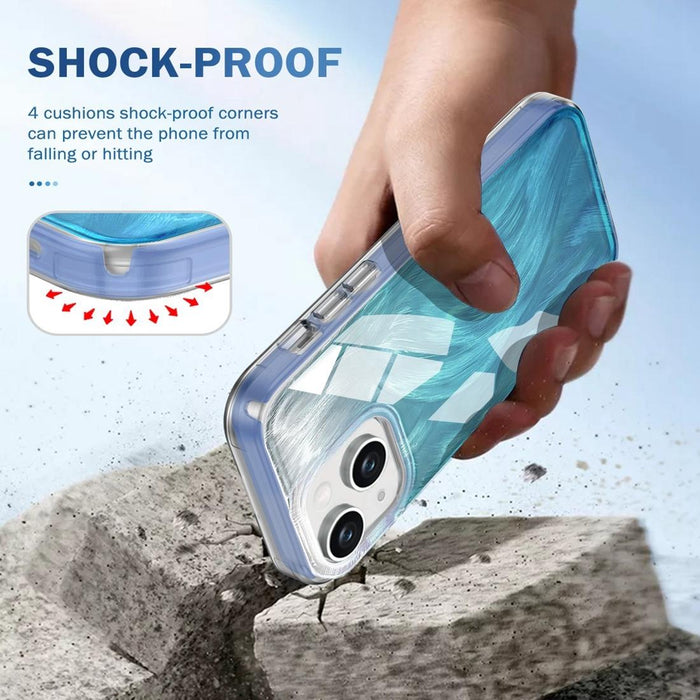 For Iphone 15 Imd Gradient Feather Pc & Tpu Phone Case