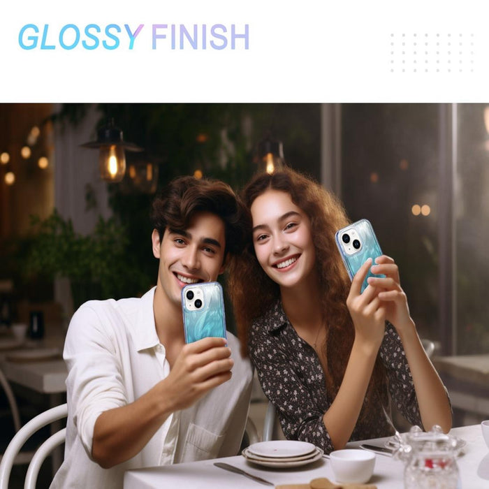 For Iphone 15 Imd Gradient Feather Pc & Tpu Phone Case