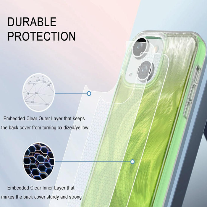 For Iphone 15 Imd Gradient Feather Pc & Tpu Phone Case