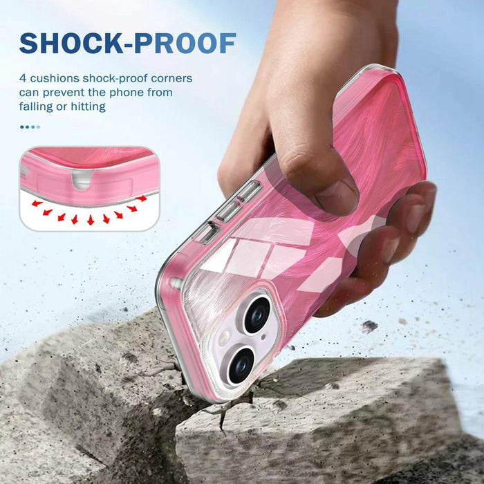 For Iphone 15 Imd Gradient Feather Pc & Tpu Phone Case