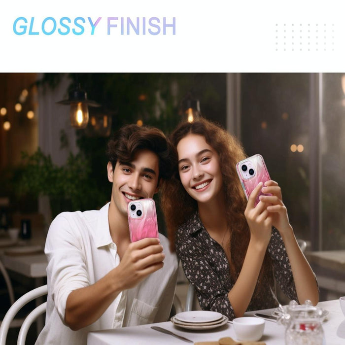 For Iphone 15 Imd Gradient Feather Pc & Tpu Phone Case